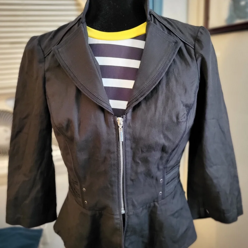 Black White & Pop of Yellow Striped Dress w/ Bonus WHBM Jacket! - Picture 7 of 10